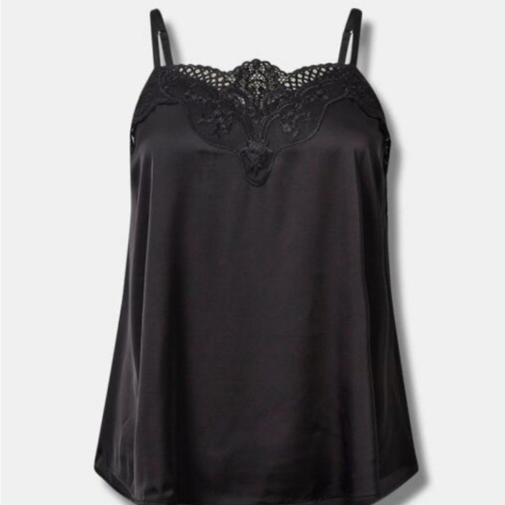 Torrid Black Sleeveless Camisole with Lace Trim